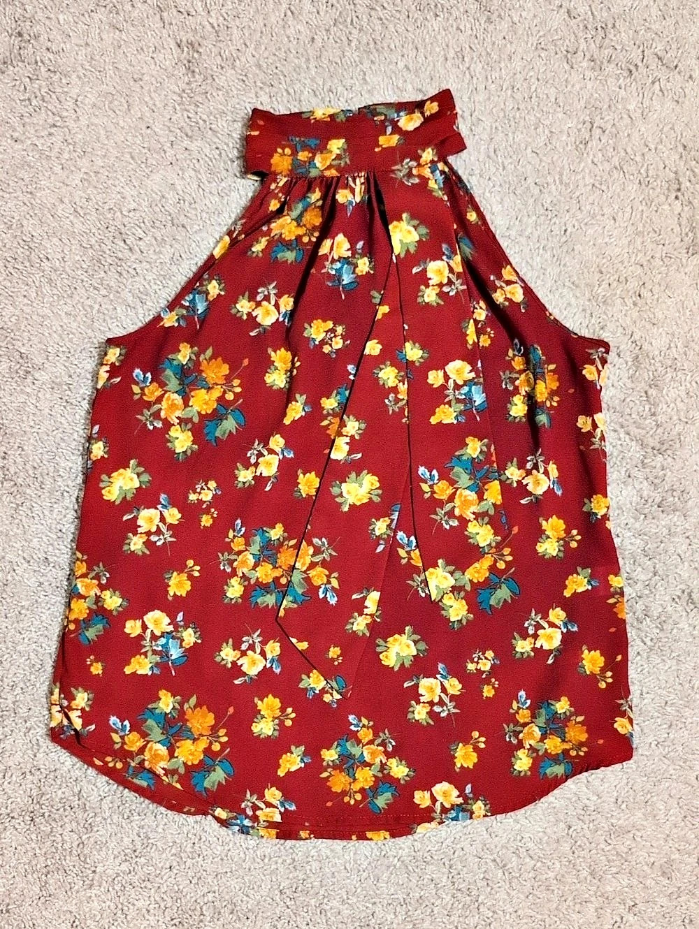 NY&C Floral Sleeveless Blouse in Red Size Small